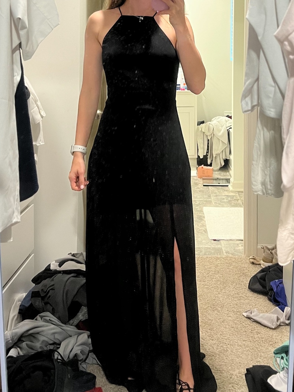EXPRESS - Black Halter Evening Dress - Elegant Maxi Gown